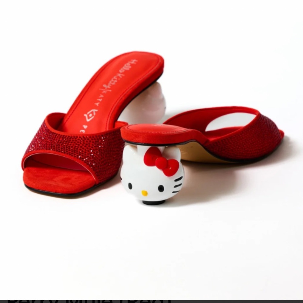 Katy Perry Red Slide Sandals with Hello Kitty Heel!!!